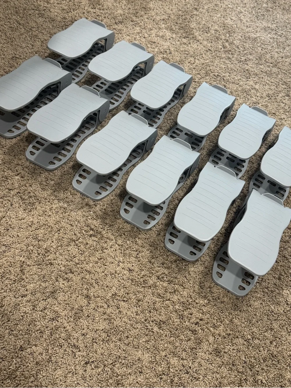 Adjustable Shoe Slot Organizers - Light Gray (Set of 12)